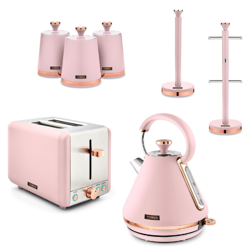 Tower Cavaletto Jug Kettle and 4 Slice Toaster Set Pink