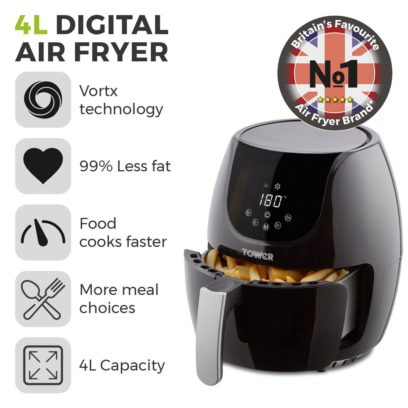 Tower Vortex Digital Air Fryer 6L Latte