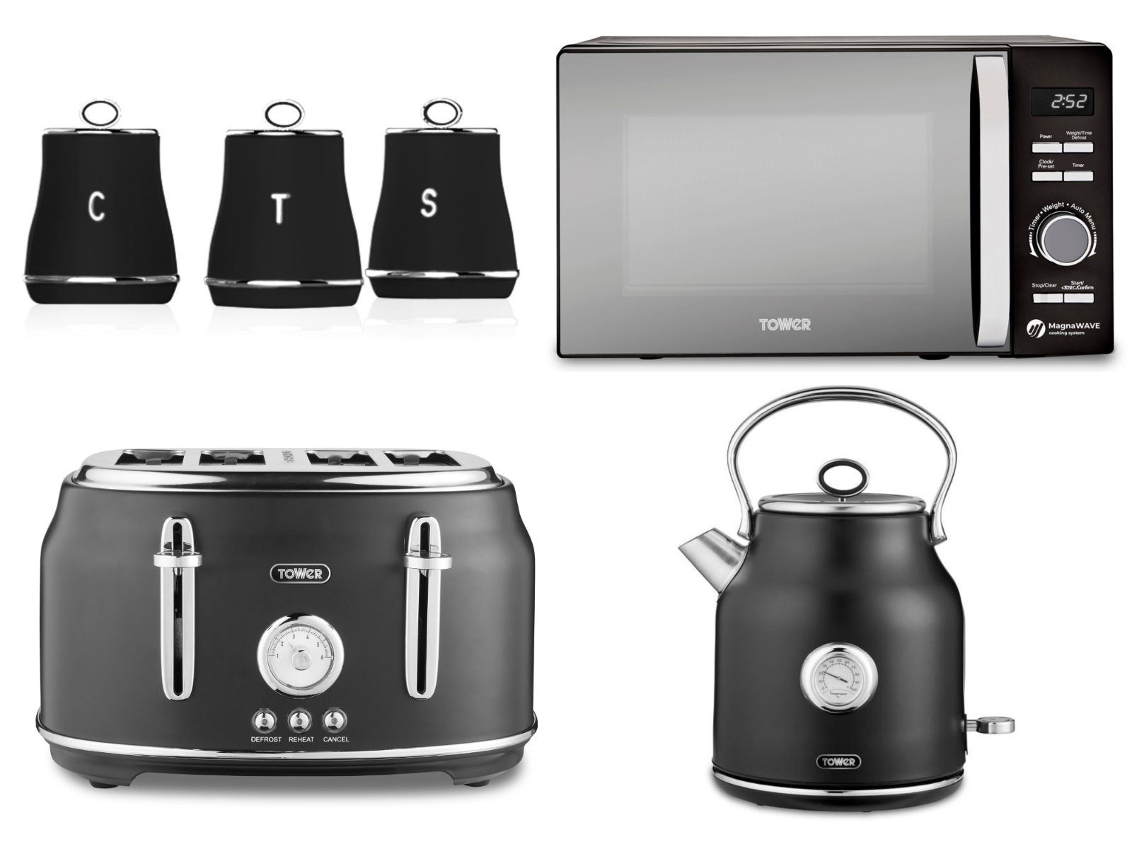 Grey kettle and hot sale toaster and microwave