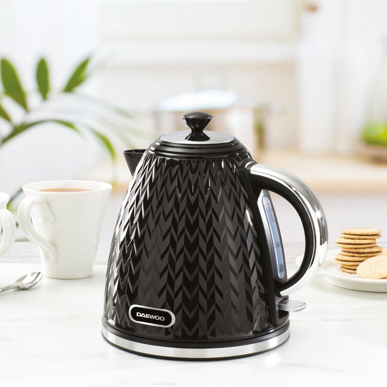 Daewoo Argyle Black 1.7L 3KW Jug Kettle SDA1773 Diamond Pattern, Rapid Boil