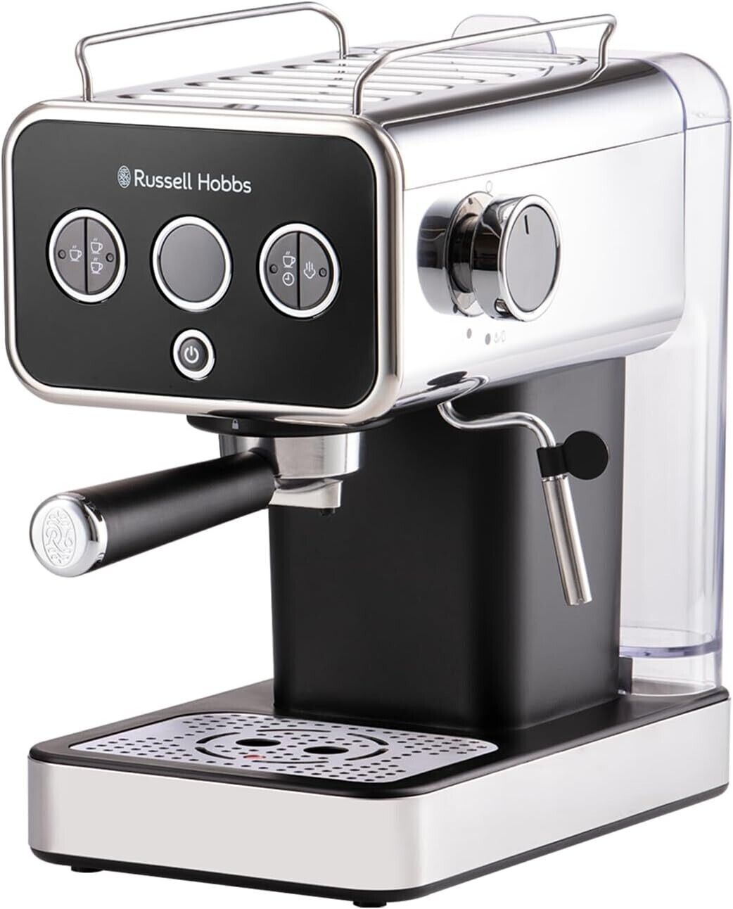 Russell Hobbs Black Distinctions Espresso Coffee Machine with Milk Frother Wand 26450