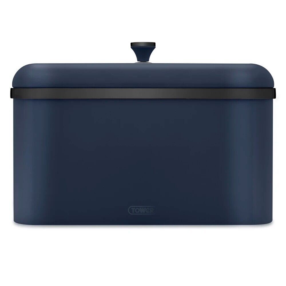 Tower Sera Midnight Blue Breadbin With Black Smoked Trim Kitchen Storage