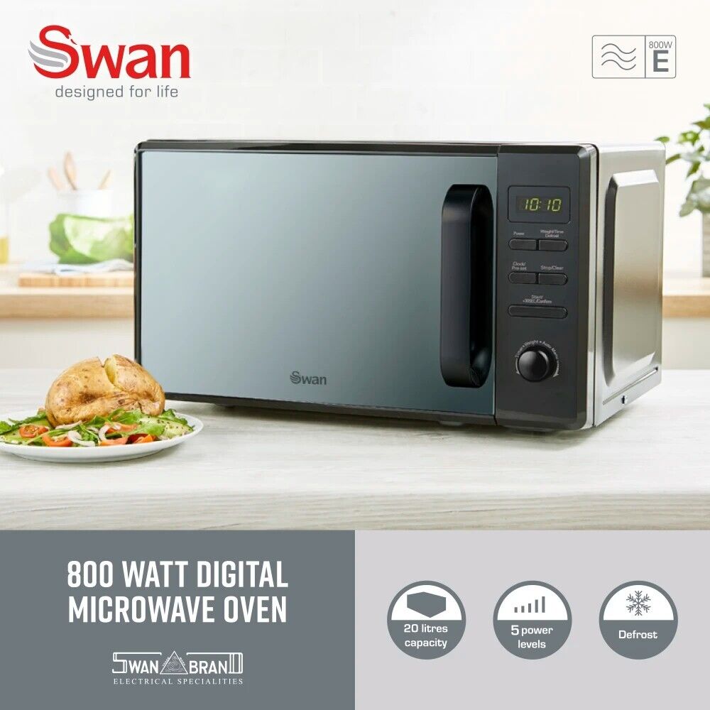 Swan SM4421BLK 800W 20L Digital Microwave in Black