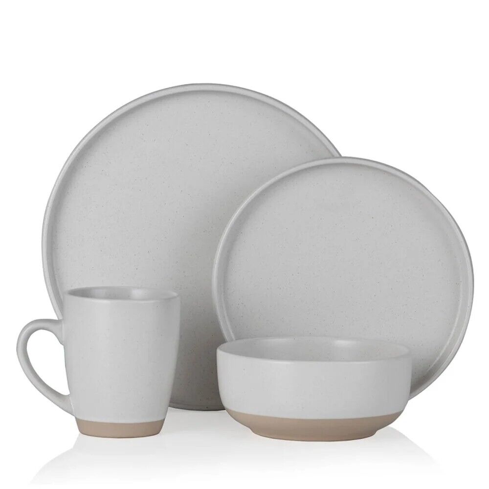 Barbary & Oak Avena 16 Piece White Dinnerware Set Stoneware BO867007WHT