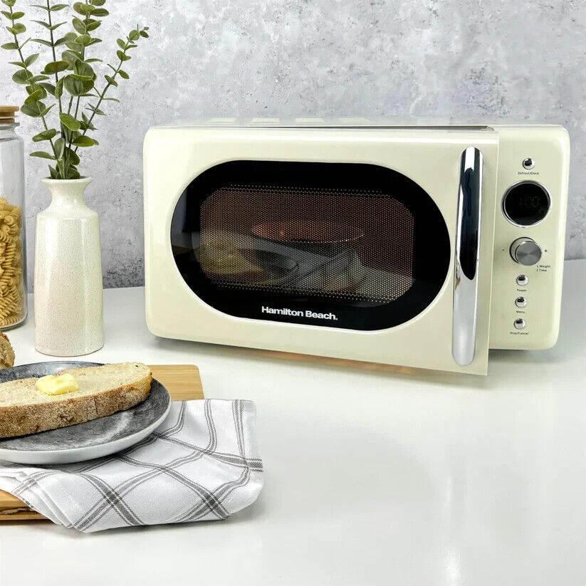 Hamilton Beach 20L Retro Cream Microwave 700W 20L Microwave Oven HB70H20C