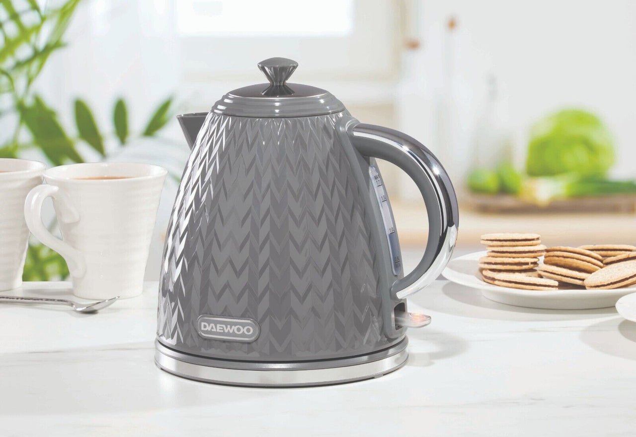 Daewoo Argyle Grey 1.7L 3KW Jug Kettle SDA1820 Diamond Pattern, Rapid Boil