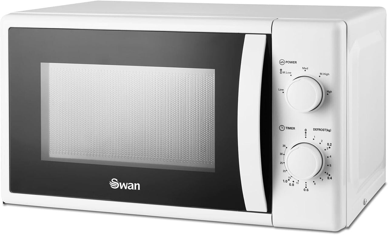 Swan White Microwave SM4420WHT 700W 20L Manual Microwave New 2 Year Guarantee