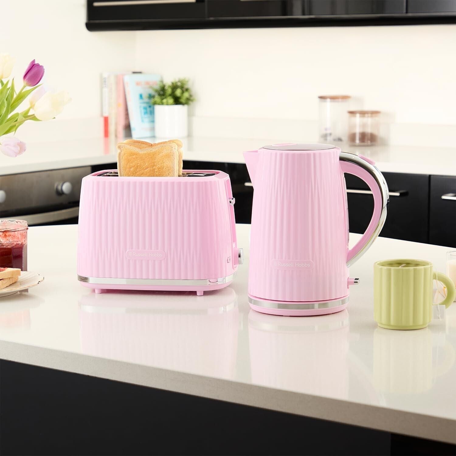 Pink kettle toaster best sale