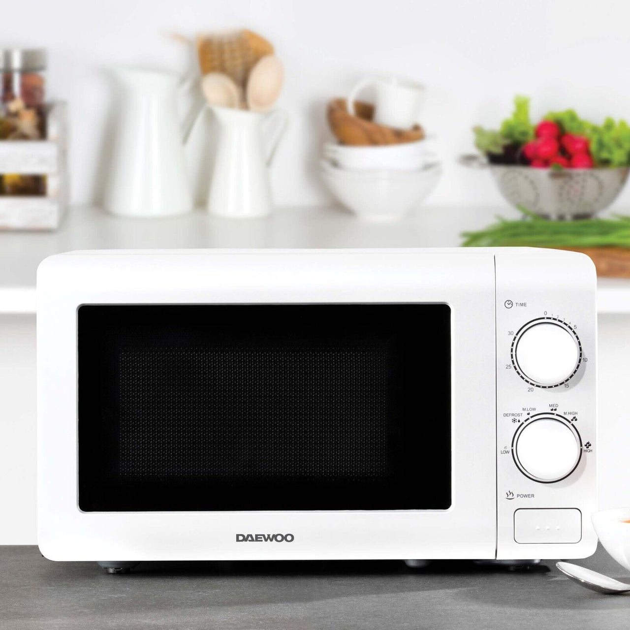 Daewoo White Manual 800W 20L Microwave Oven SDA2478GE Brand New with 3 Year Warranty