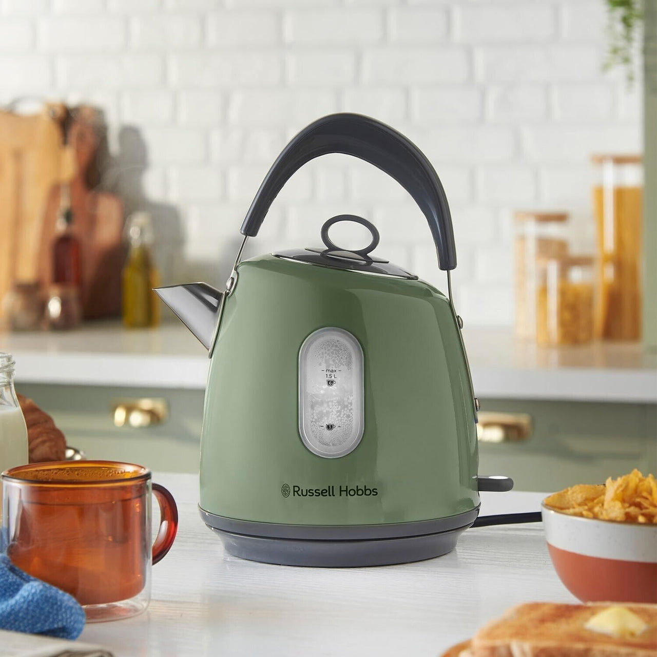 Russell Hobbs Stylevia Sage 1.5L Kettle - Rapid Boil Stylish Sage Green Kettle