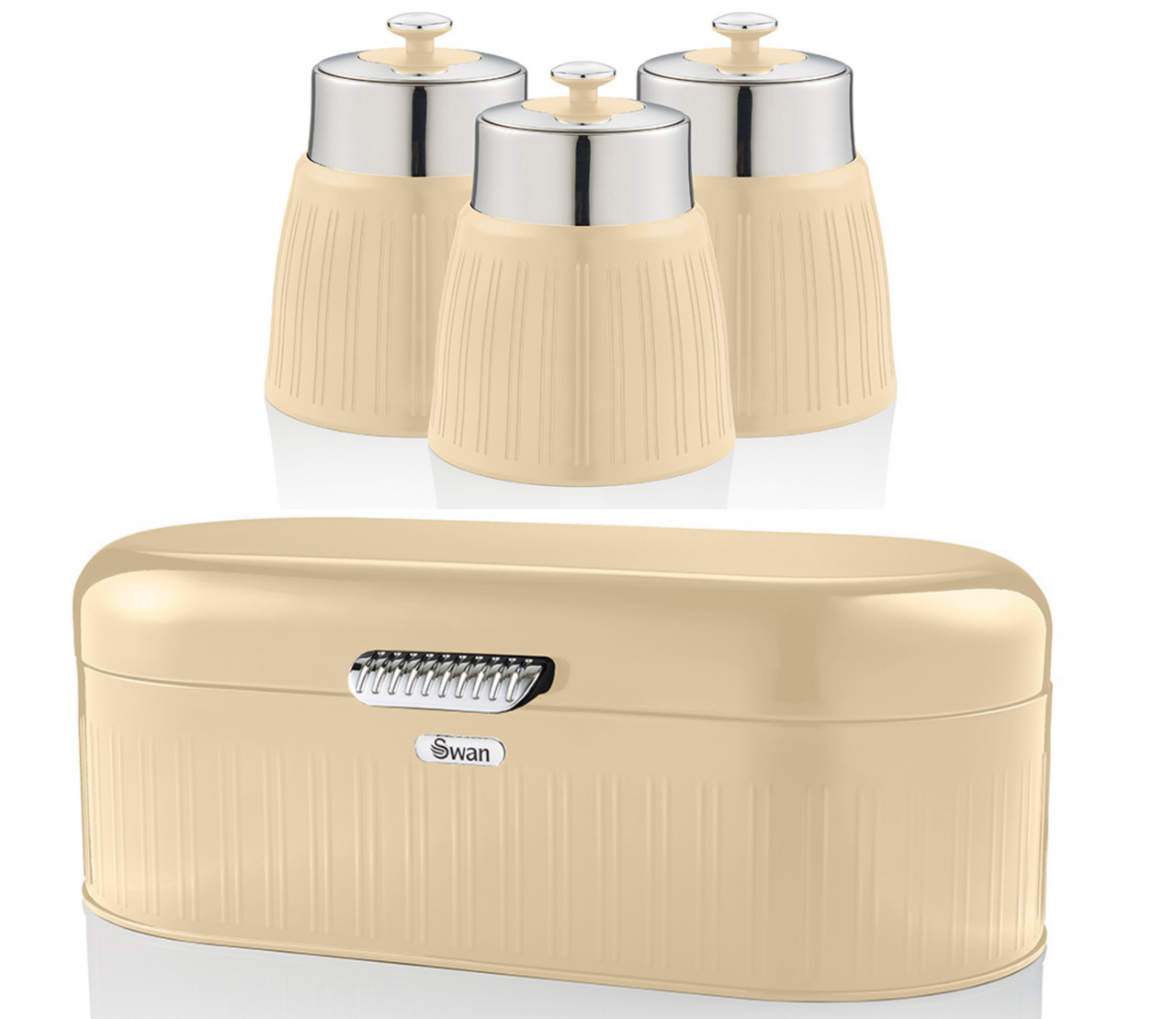 SWAN Retro Cream Bread Bin Canisters Matching Kitchen Storage Set