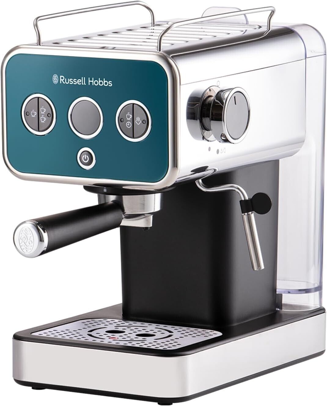 Russell Hobbs Distinctions Ocean Blue Espresso Coffee Machine with Milk Frother Wand