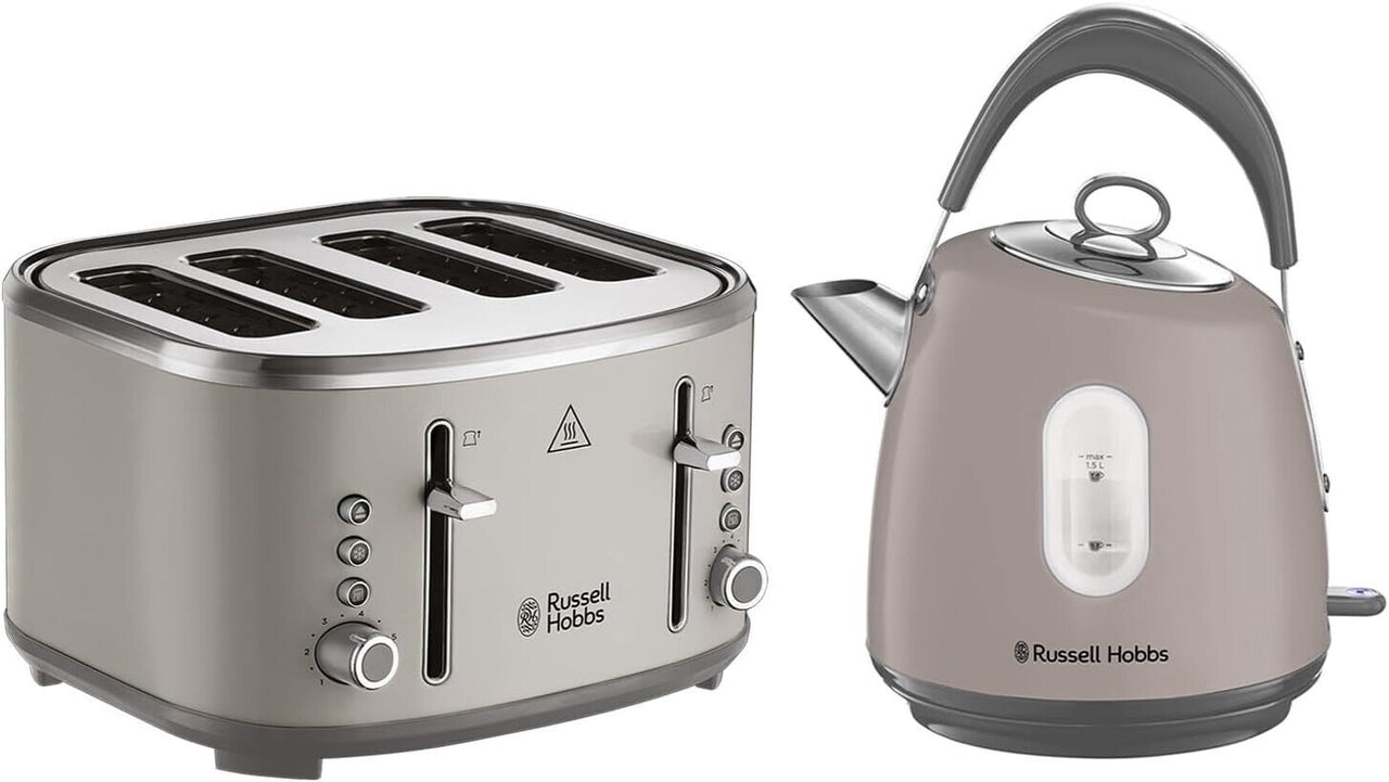 Russell Hobbs Stylevia Mocha 1.5L Kettle & 4 Slice Toaster Matching Set in Mocha