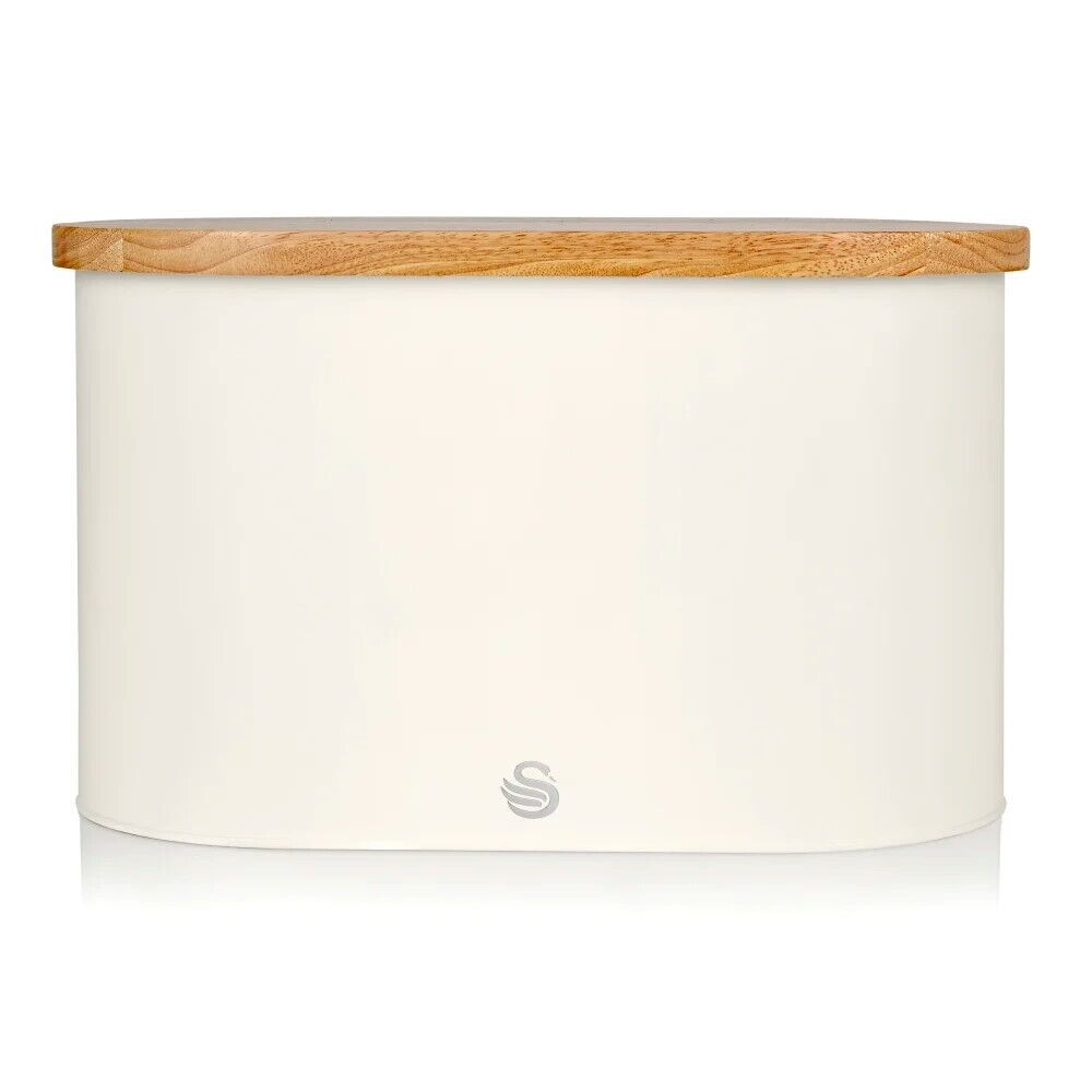 Swan Nordic White Bread Bin with Bamboo Cutting Board Lid SWKA17512WHTN