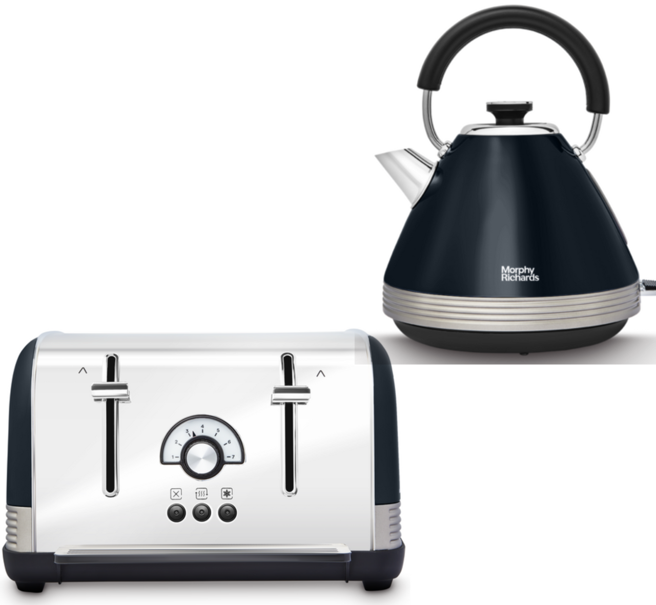 Morphy Richards Venture Retro Onyx Pyramid Kettle & 4 Slice Toaster in Black