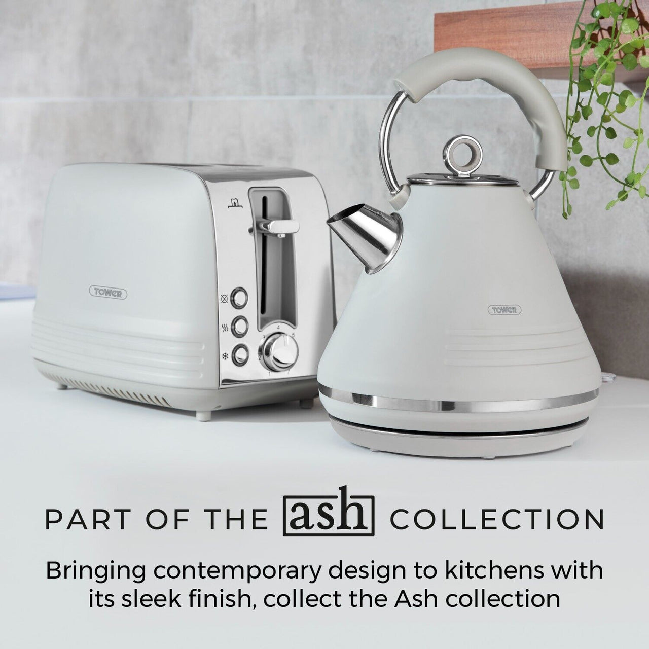 Tower Ash Grey Kettle 2 Slice Toaster & Renaissance 800W 20L Microwave Set