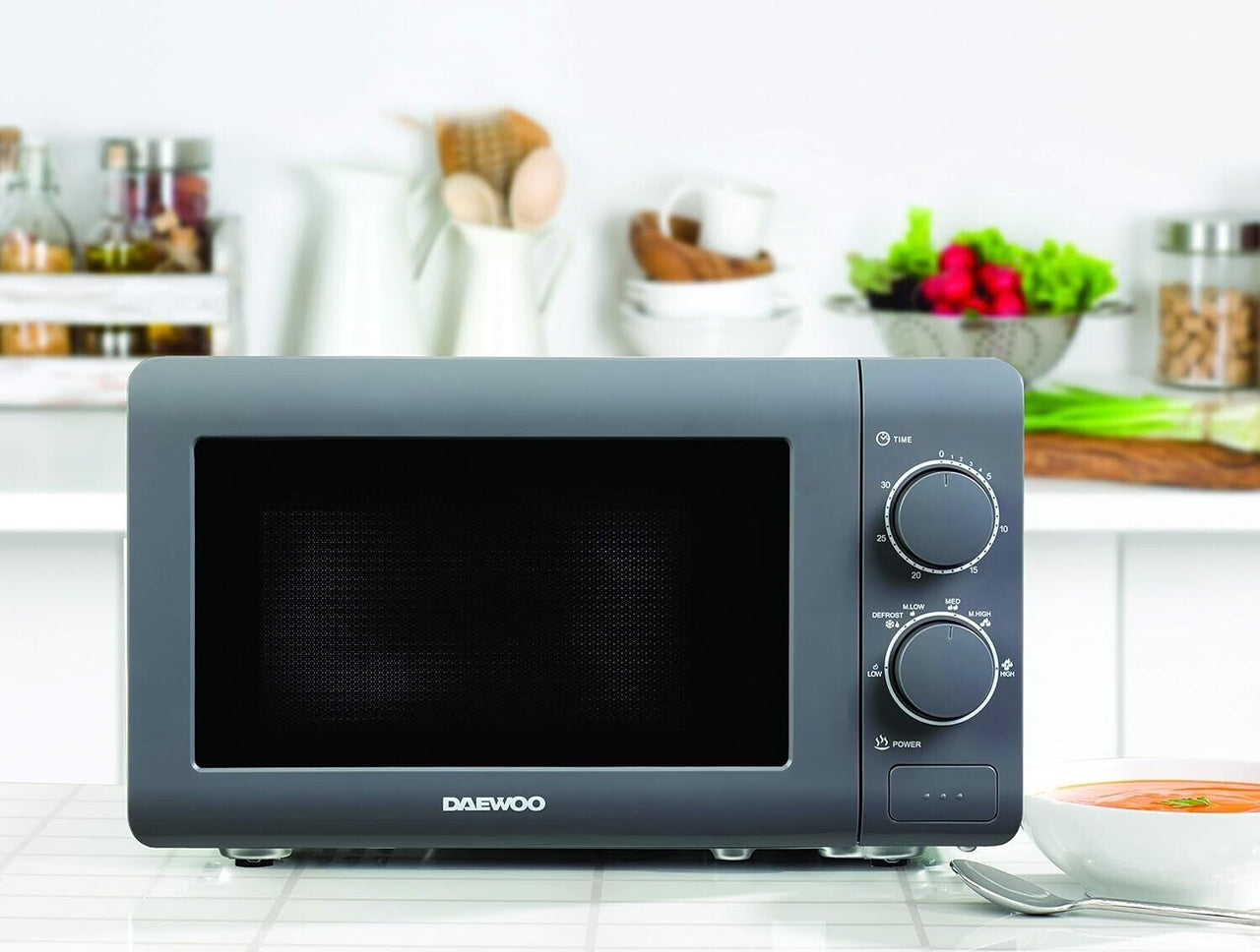 Daewoo Grey 20L 800W Manual Microwave Oven SDA1961GE Brand New with 3 Year Warranty