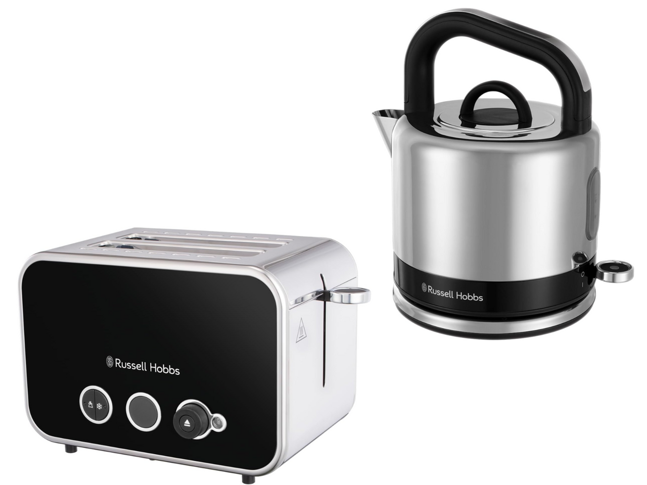 Russell Hobbs Distinctions Black 1.5L 3KW Kettle & 2 Slice 1600W Toaster Matching Set