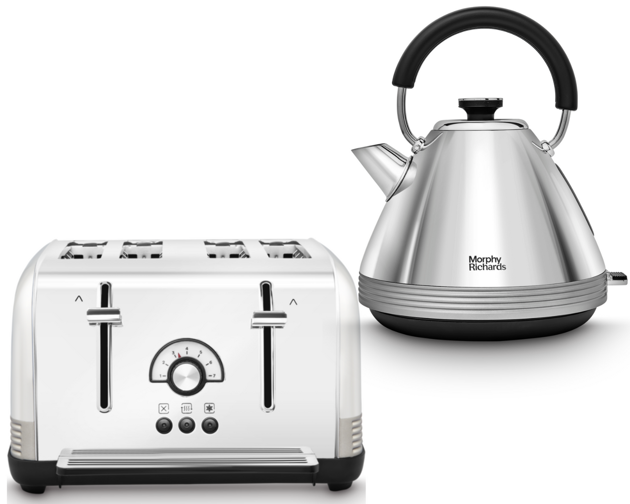 Morphy Richards Venture Retro Silver Pyramid Kettle & 4 Slice Toaster Set