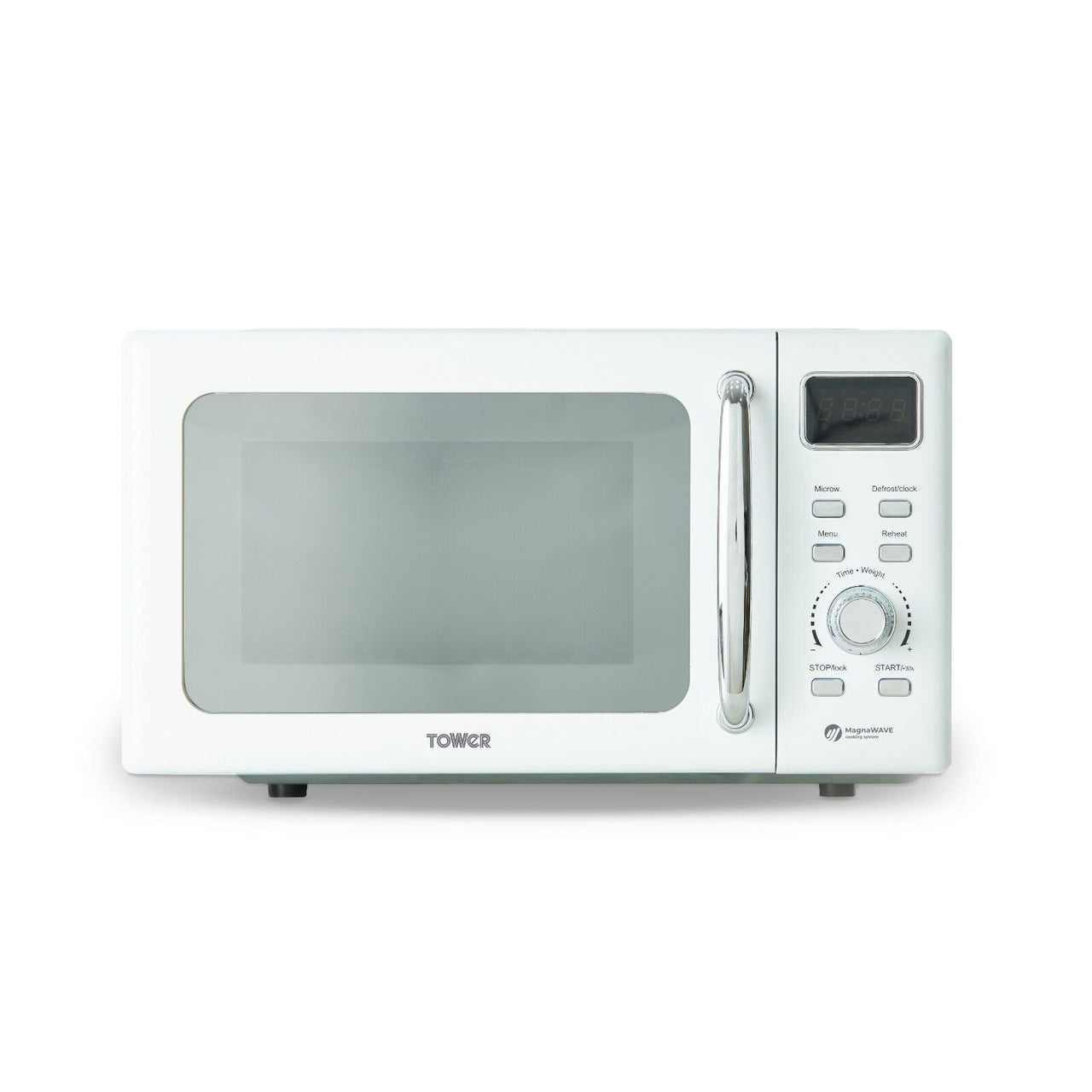 Tower 20L 800W Digital Microwave Oven White Body with Mirror Finish Door T24041WHT