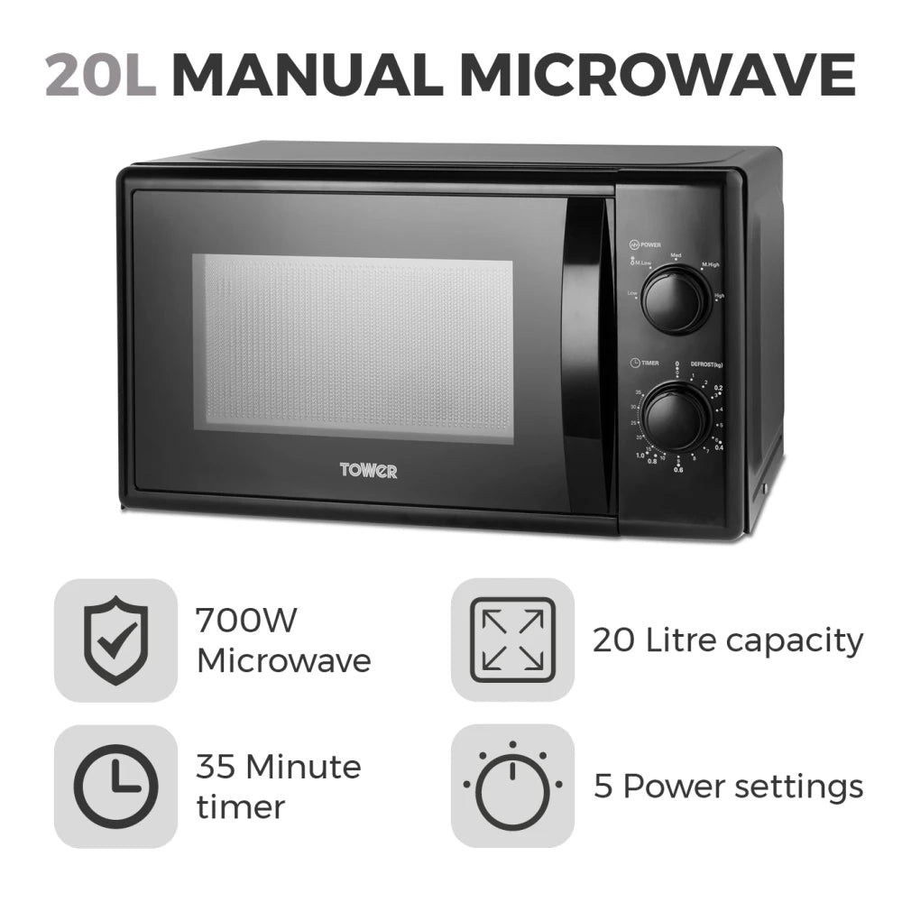 Tower Black 20L 700W Microwave Oven T24034BLK