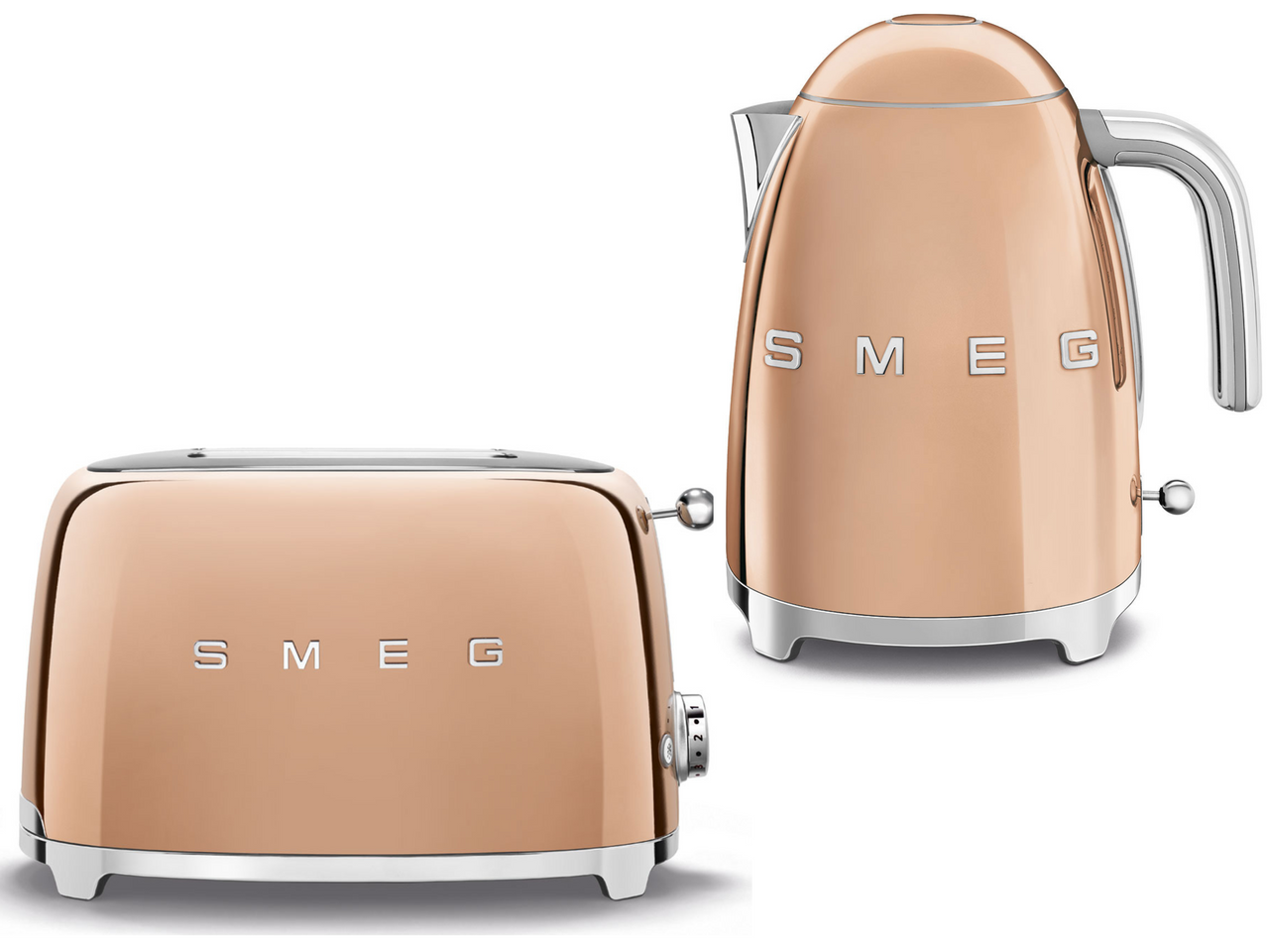 Smeg Rose Gold 1.7L 3KW Kettle & 2 Slice Toaster. Premium Quality 50s Retro Design Kettle & Toaster Matching Set