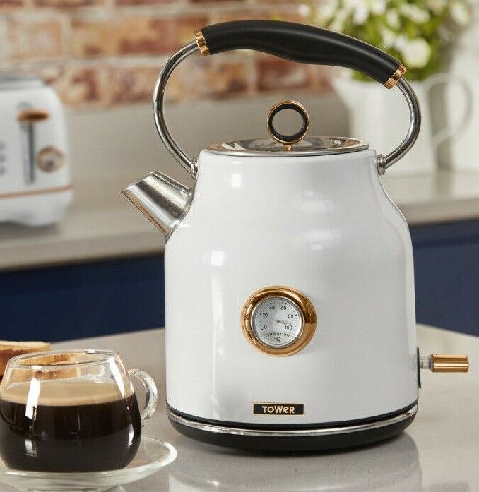 White and rose gold sales kettle toaster and microwave