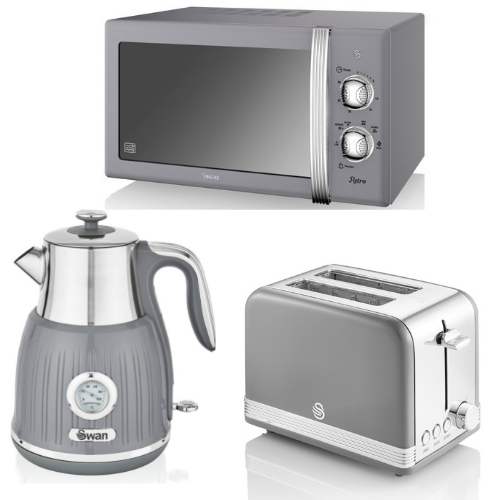 SWAN Retro Temperature Dial Kettle, 2 Slice Toaster & 25L 900w Microwa