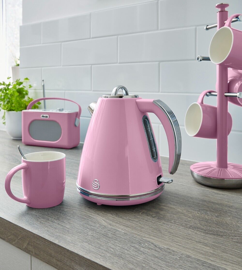 Swan retro kettle pink sales