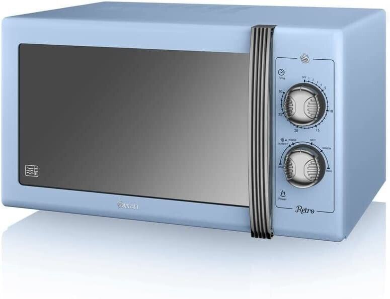 Swan Retro 25L 900W Manual Microwave in Blue SM22070LBLN Retro Design Microwave