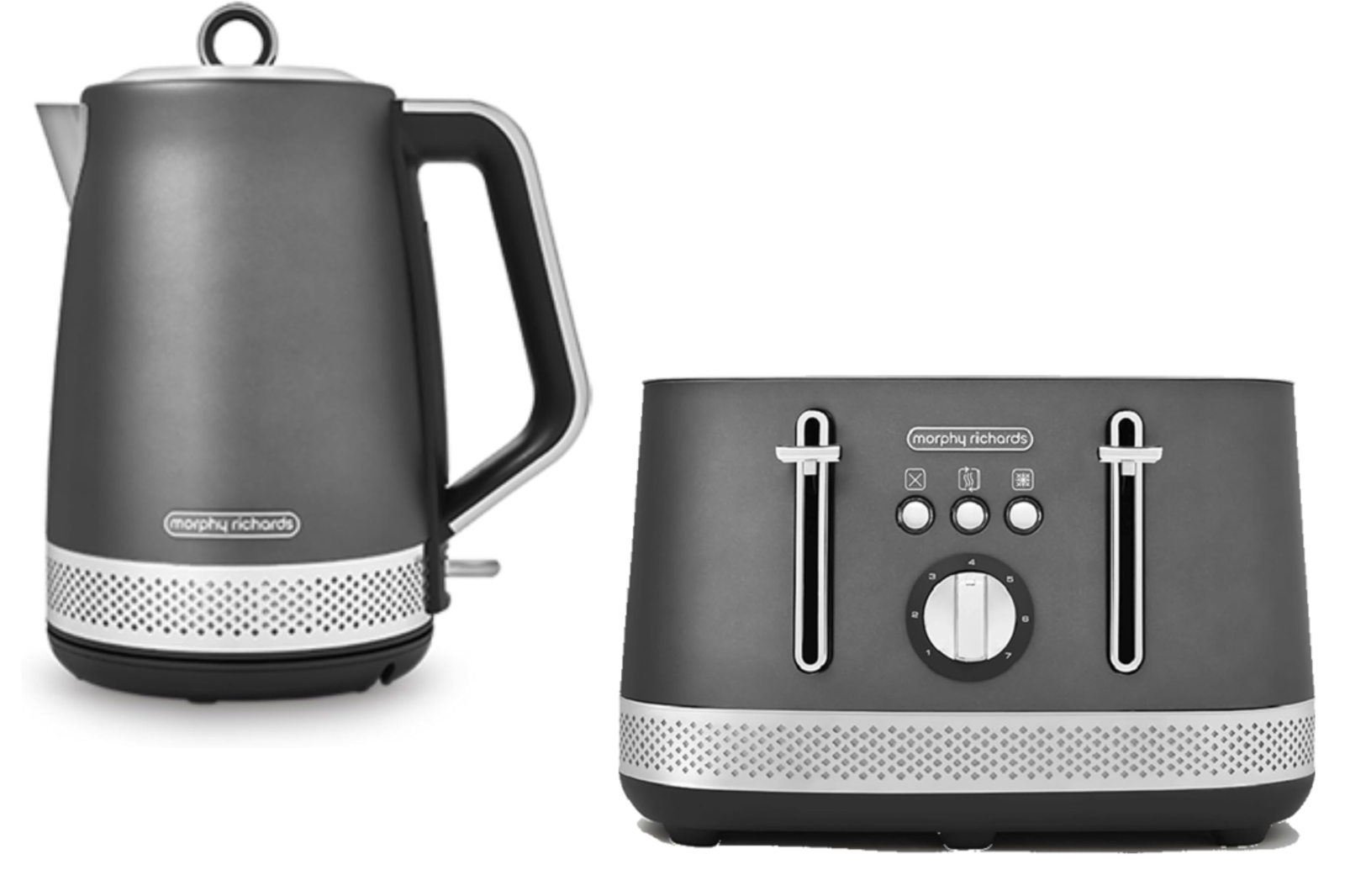 Morphy Richards Illumination Titanium Kettle & 4 Slice Toaster in Grey