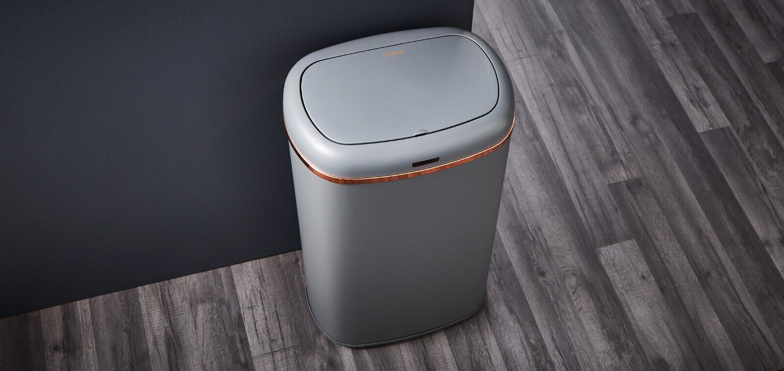 Tower Cavaletto Square 58L Sensor Bin Grey/Rose Gold Household Bin  Automatic Lid T838010GRY