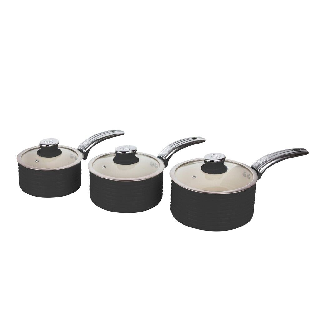 Swan Retro 5 Piece Pan Set in Black Vintage Kitchen Cookware.5 Year Guarantee