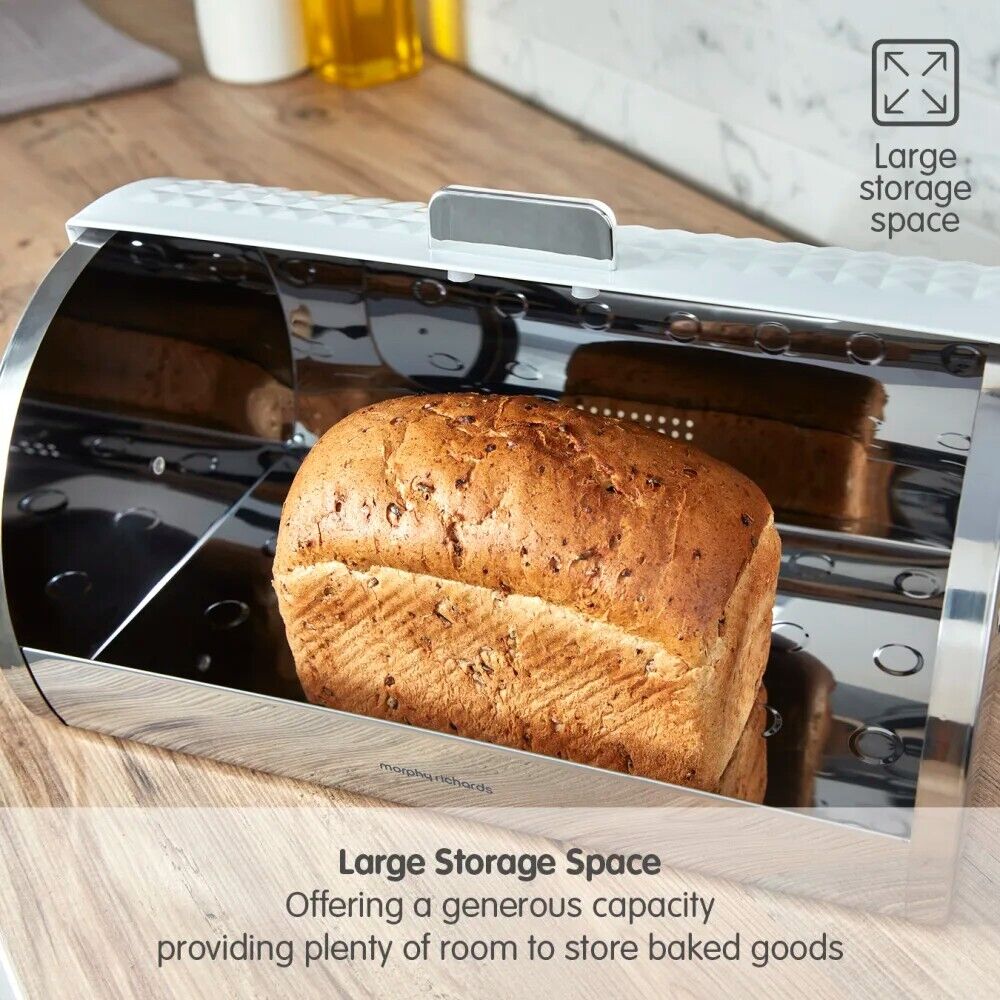 Morphy Richards Dimensions White Roll Top Bread Bin 978051