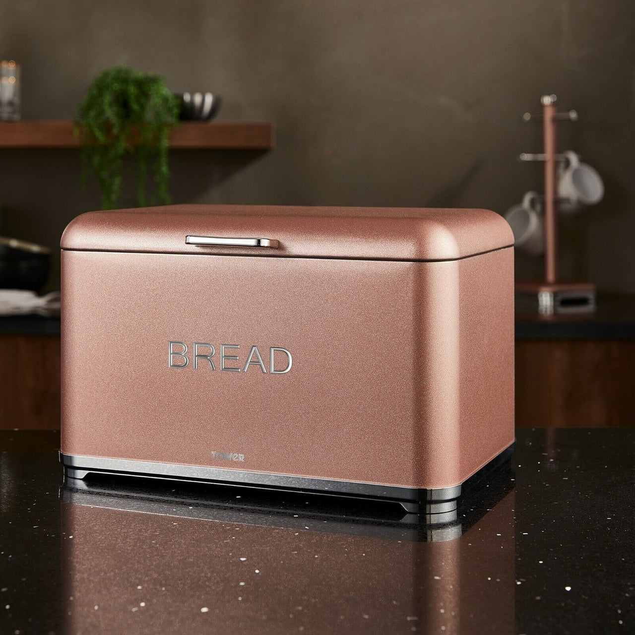 Tower Glitz Bread Bin Sparkling Blush Pink 13.5L Kitchen Bread Bin / Food Storage