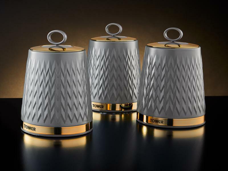 Grey and rose gold tea coffee sugar sales canisters