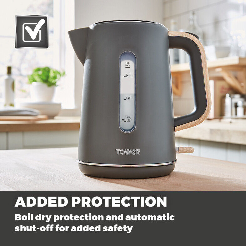 1.7L Fast Electric Kettle Auto Shut-Off Water Boiler Safe ABS+ Stainless  Steel