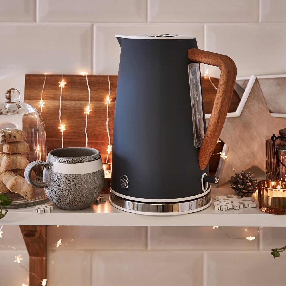 Swan Nordic Grey Kettle 2 Slice Toaster Microwave Kitchen Storage Se