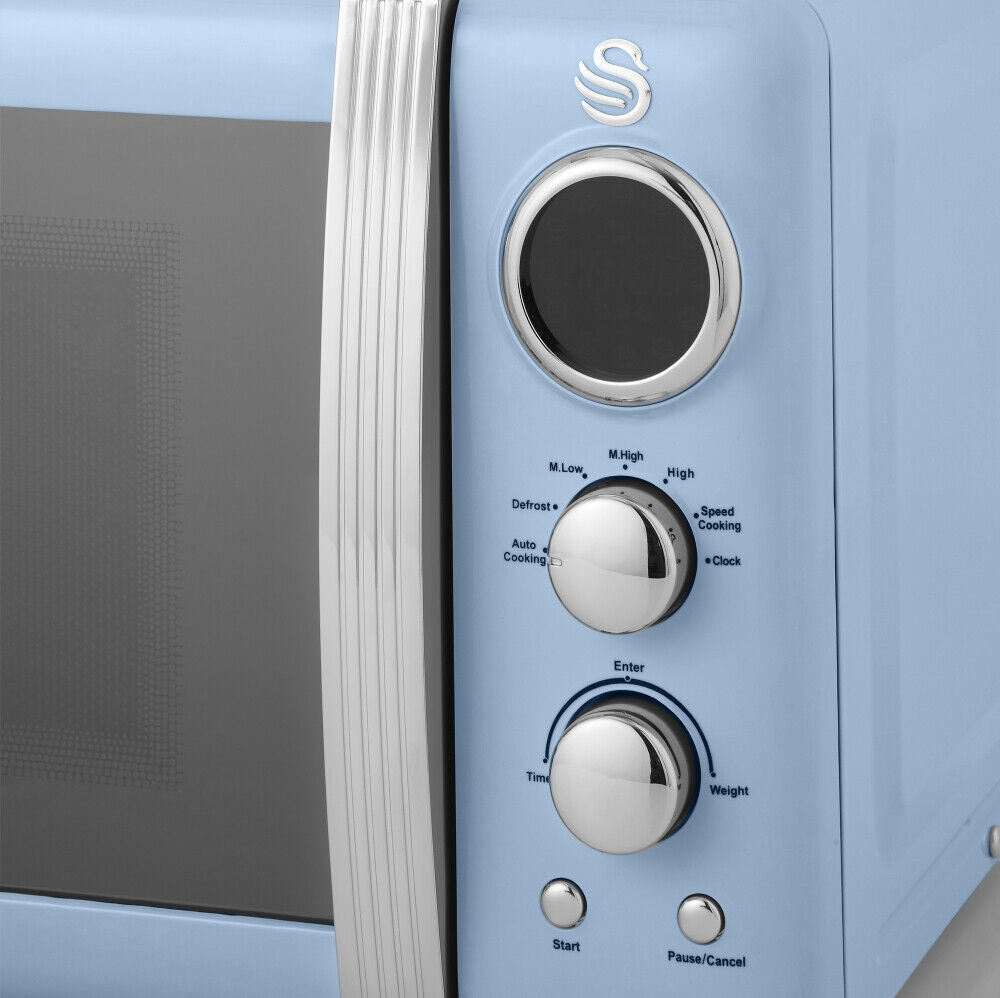 SWAN Retro Blue Kitchen Set of 9 Jug Kettle Toaster Microwave Acce