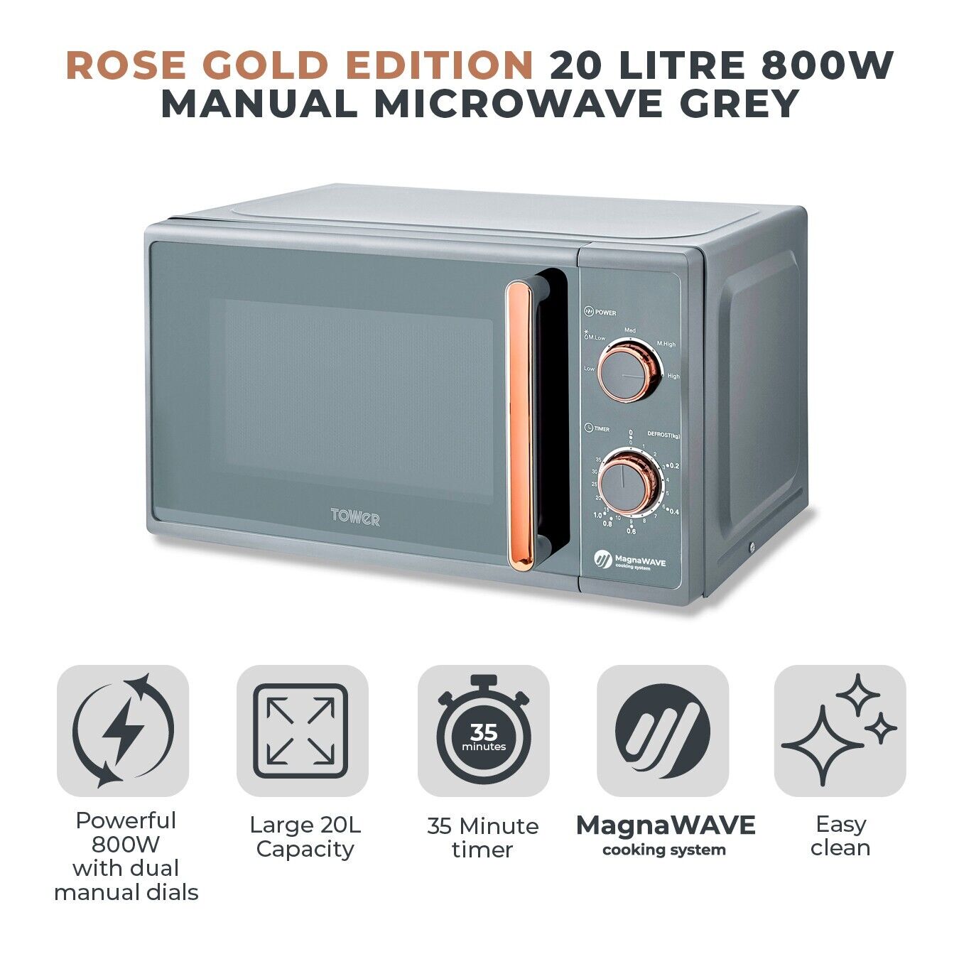 Tower cavaletto microwave grey and rose gold sales